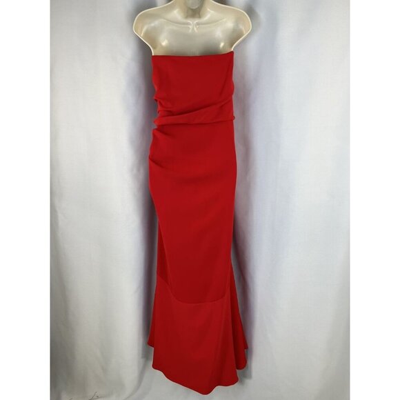 NWT Badgley Mischka Red Beauty in a Bottle Formal Strapless Gown $725 - Picture 8 of 12